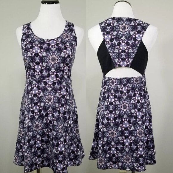 BCBGeneration Y2K Mini Dress XS Sleeveless Knit Cutout Blue Fog Kaleidoscope - Picture 1 of 12